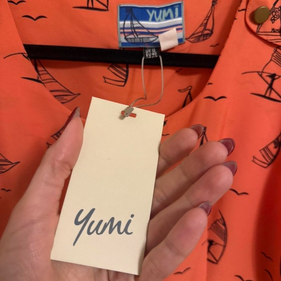 Yumi Coral Sailboat Print Dress - Picture 5 of 7